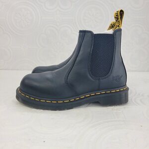 Dr Martens 2976 Black Leather Chelsea Boots Womens 6 Yellow Stitching Ankle Boot